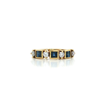 Colorless Diamond & Blue Sapphire Ring (1 ⅓ ct. tw.) in 18k Yellow Gold