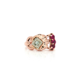 Vintage 1940s Old Single Cut Diamond & Ruby Ring (⅝ ct. tw.) in 14k Rose Gold