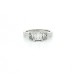 Colorless & Near Flawless Princess Cut Diamond Past Present Future Ring (1 ct. tw.) in 14k White Gold