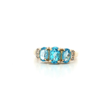 Brilliant London Blue Topaz & Near-Colorless Diamond Past Present Future Three-Stone Ring (1 ⅗ ct. tw.) in 10k Yellow Gold