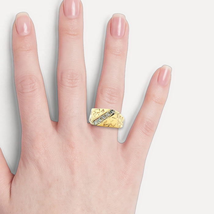 Near-Colorless Diamond Cigar Band Ring (¼ ct. tw.) in 14k Yellow Gold shown on a hand (light skin tone)
