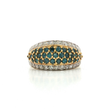 Vintage Deep Teal Blue Diamond Near-Colorless Pavé Diamond Dome Ring (3 ct. tw.) in 14k Yellow Gold