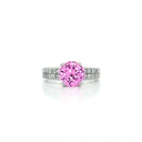 Invisibly-Set Vivid Pink Tourmaline Near-Colorless Near-Flawless Diamond Ring (3 ¼ ct. tw.) in 18k White Gold