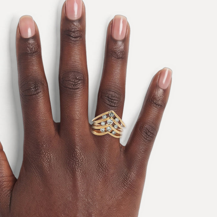 Near-Colorless Round Brilliant Cut Diamond Ring (⅖ ct.) in 14k Yellow Gold shown on a hand (deep skin tone)