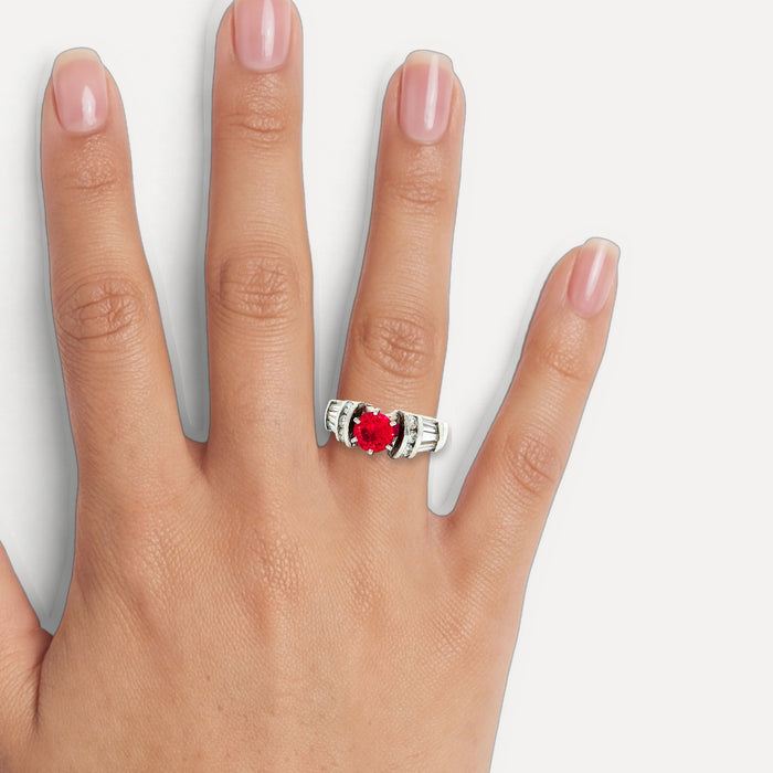 Vivid Vintage Ruby Colorless Nearly Flawless Channel-Set Diamond Ring (1 ⅞ ct. tw.) in 14k White Gold shown on a hand (medium skin tone)
