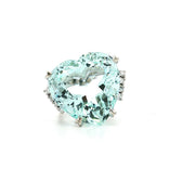 GIA Certified Heart-Shaped Vivid Aquamarine & Diamond Ring (25 ½ ct. tw.) in Platinum