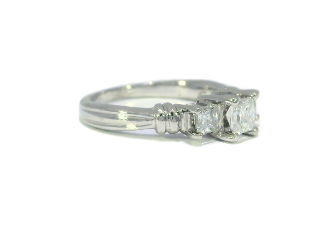1.05 CTW EGL Certified Colorless Three-Stone Diamond Engagement Ring in Platinum