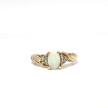 Colorless & Near-Flawless Oval Opal & Diamond Ring (½ ct. tw.) in 14k Yellow Gold