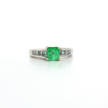 Radiant Cut Emerald & Channel-Set Near Colorless Princess Cut Diamond Ring (2 ½ ct. tw.) in 14k White Gold