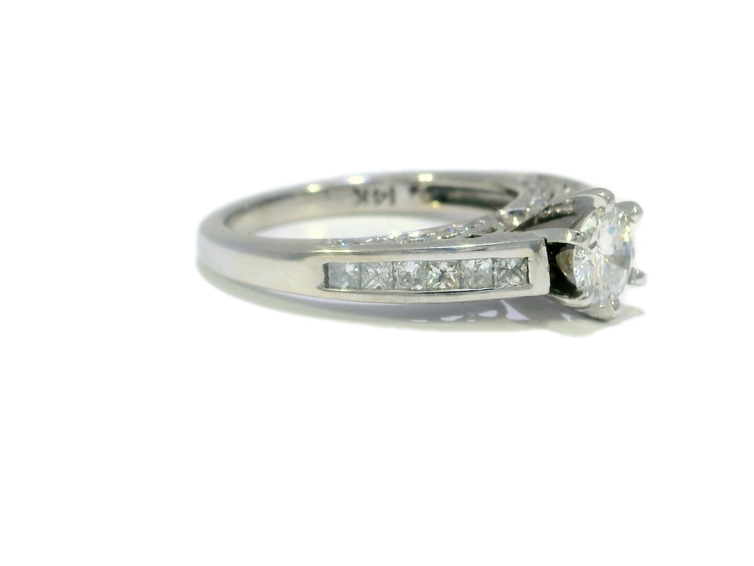 1.20 CTW EGL Certified Colorless Round Brilliant Diamond Engagement Ring in 14KT White Gold