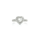 Heart & Round Brilliant Cut Diamond Ring (1 ¾ ct. tw.) with a Double Halo in 14k White Gold