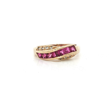 Vintage Square Step Cut Deep Pink Spinel Diamond Ring (1 ⅒ ct. tw.) in 14k Yellow Gold