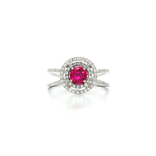 Vivid Ruby Colorless Nearly Flawless Pavé Double Halo Diamond Ring (1 ⅛ ct. tw.) in 18k White Gold