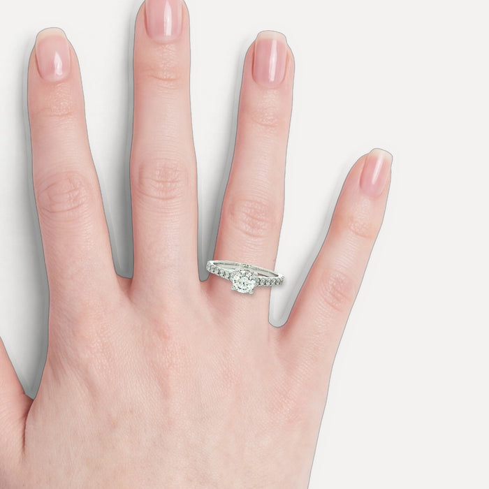 Colorless Nearly Flawless Diamond Engagement Ring (1 ct. tw.) in 14k White Gold shown on a hand (light skin tone)