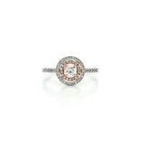 Pavé Double Halo Colorless Nearly Flawless Diamond Engagement Ring (⅗ ct. tw.) in 14k White & Rose Gold