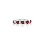 Deep Red Ruby & Colorless Diamond Anniversary Band (1 ⅙ ct. tw.) in 14k White Gold