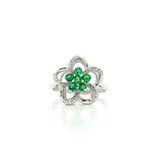 Vivid Tsavorite Garnet Cubic Zirconia Flower Ring (¼ ct. tw.) in Sterling Silver