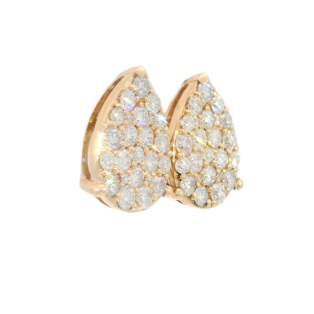 2.00 CTW Natural Diamond Cluster Teardrop Earrings in  14KT Rose Gold