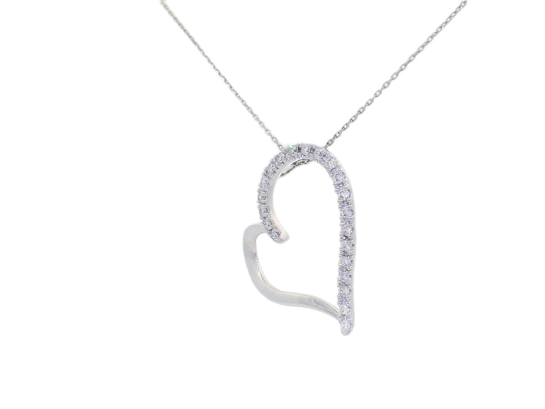 0.50 CTW Diamond Heart Pendant Necklace in 14KT White Gold
