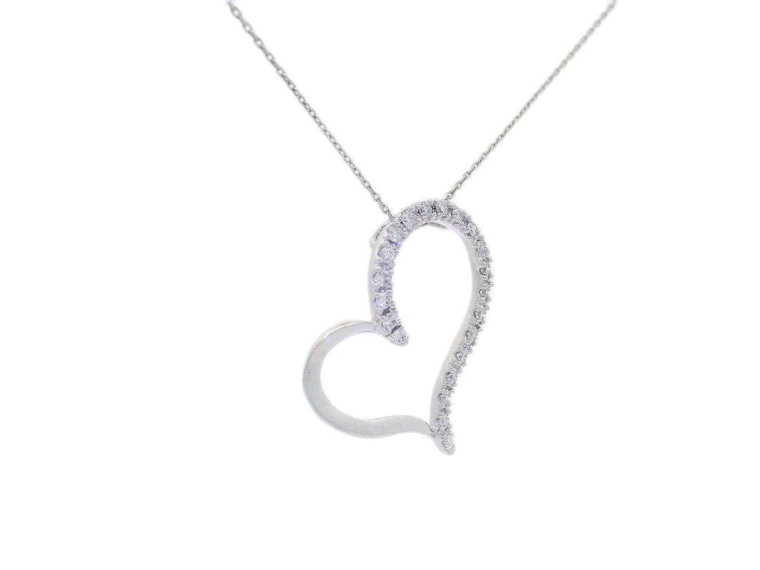 0.50 CTW Diamond Heart Pendant Necklace in 14KT White Gold