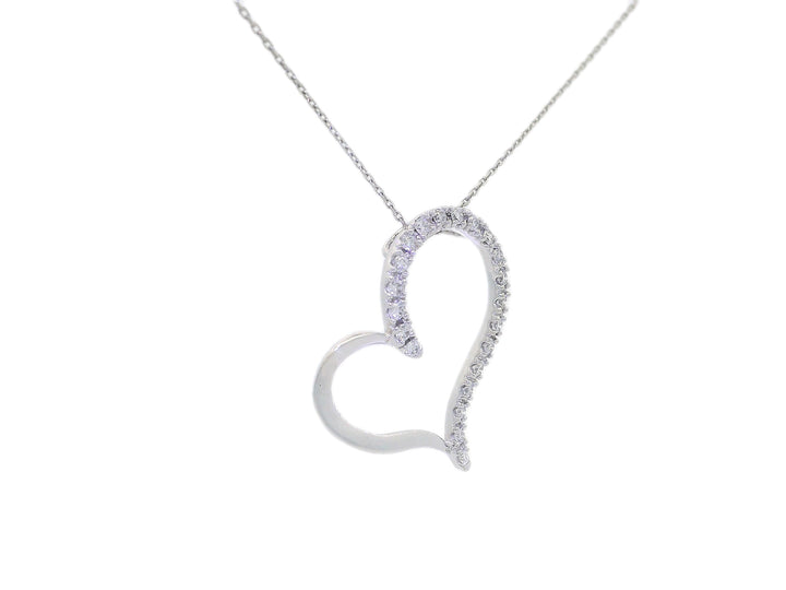 0.50 CTW Diamond Heart Pendant Necklace in 14KT White Gold