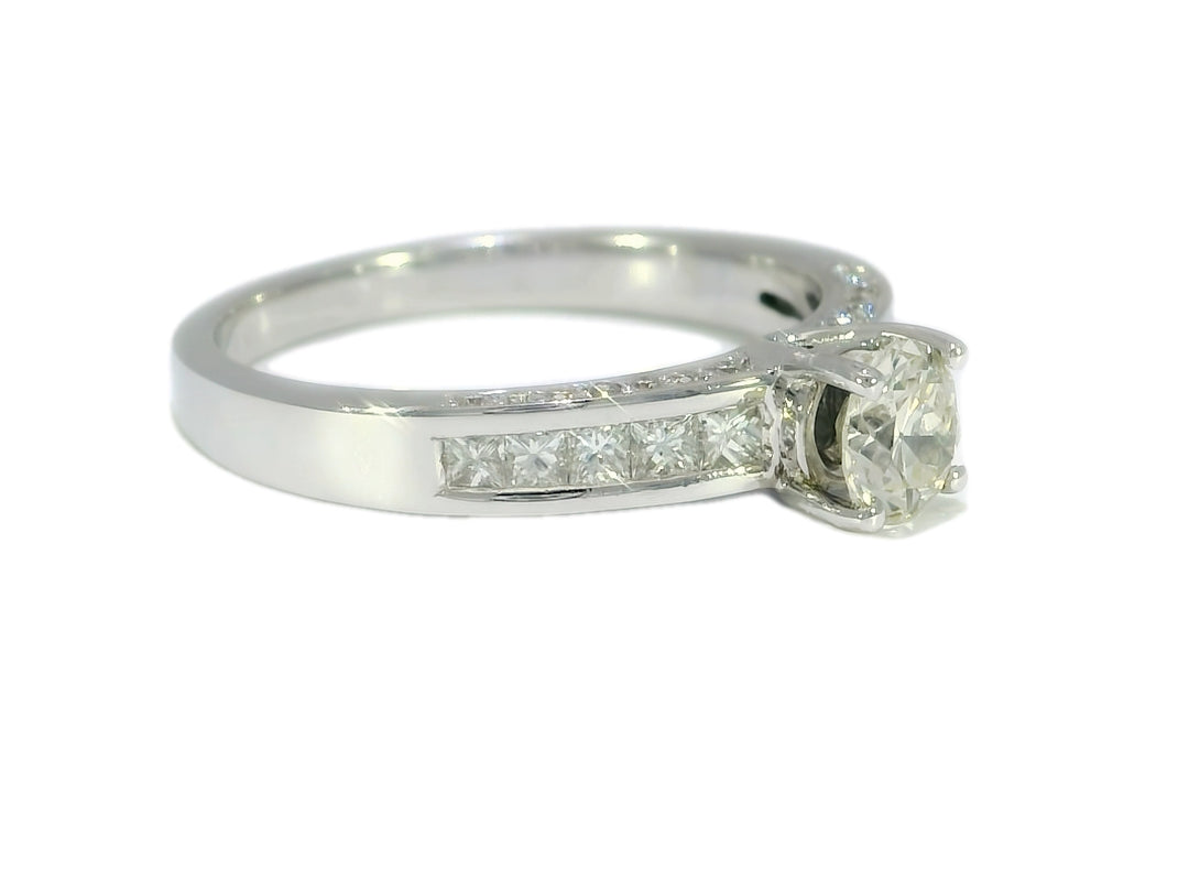 1.00 CTW EGL Certified Round Old European Cut Diamond Engagement Ring in 18KT White Gold