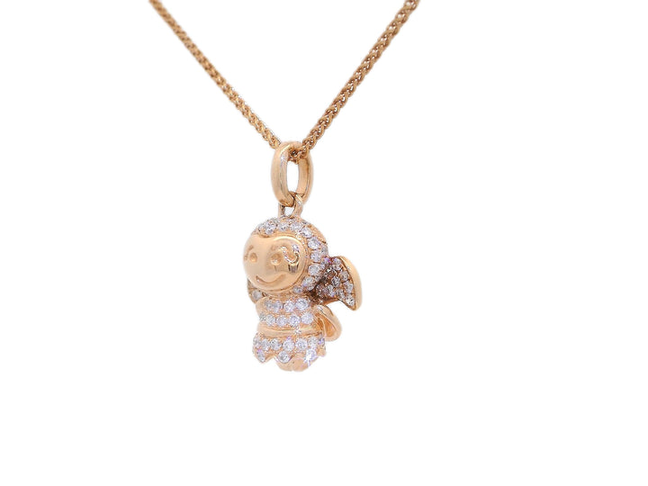 0.40 CTW Natural Diamond Angel Pendant Necklace in 18KT Rose Gold