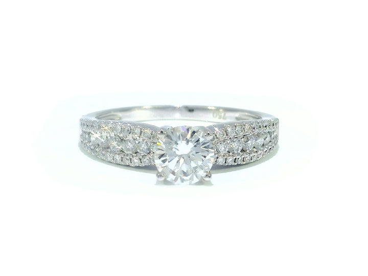 1.34 CTW EGL Certified Colorless Round Brilliant Diamond Engagement Ring in 18KT White Gold