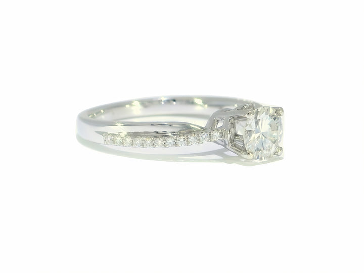 0.74 CTW Colorless Round Brilliant Diamond Engagement Ring in 18KT White Gold