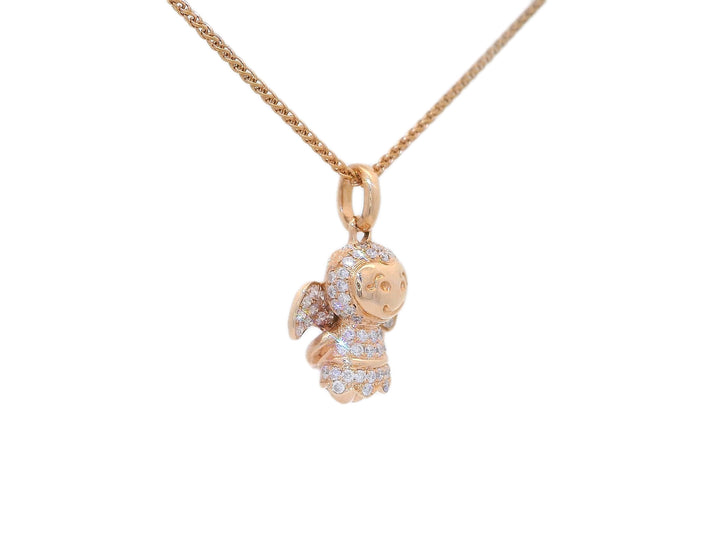 0.40 CTW Natural Diamond Angel Pendant Necklace in 18KT Rose Gold