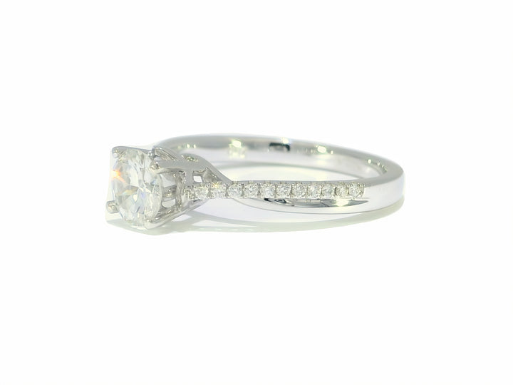 0.74 CTW Colorless Round Brilliant Diamond Engagement Ring in 18KT White Gold