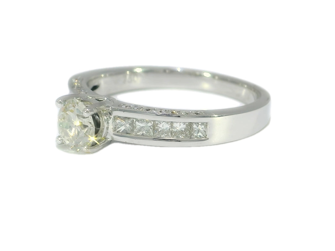 1.00 CTW EGL Certified Round Old European Cut Diamond Engagement Ring in 18KT White Gold