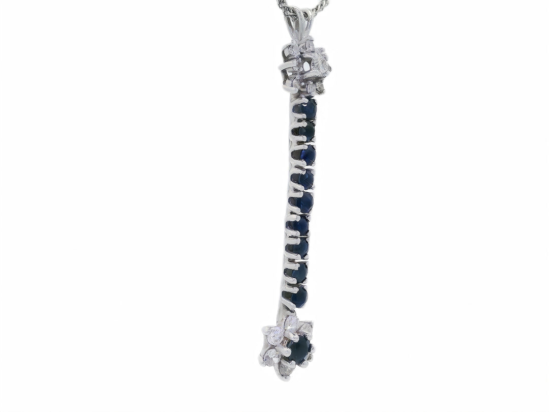 AAA Grade Natural Sapphire & Diamond Star Pendant Necklace in 14KT White Gold