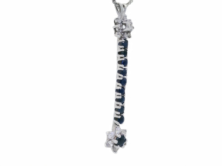AAA Grade Natural Sapphire & Diamond Star Pendant Necklace in 14KT White Gold