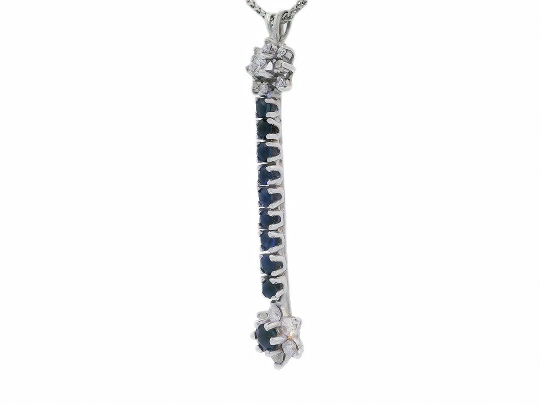 AAA Grade Natural Sapphire & Diamond Star Pendant Necklace in 14KT White Gold