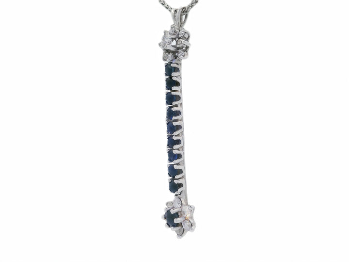 AAA Grade Natural Sapphire & Diamond Star Pendant Necklace in 14KT White Gold