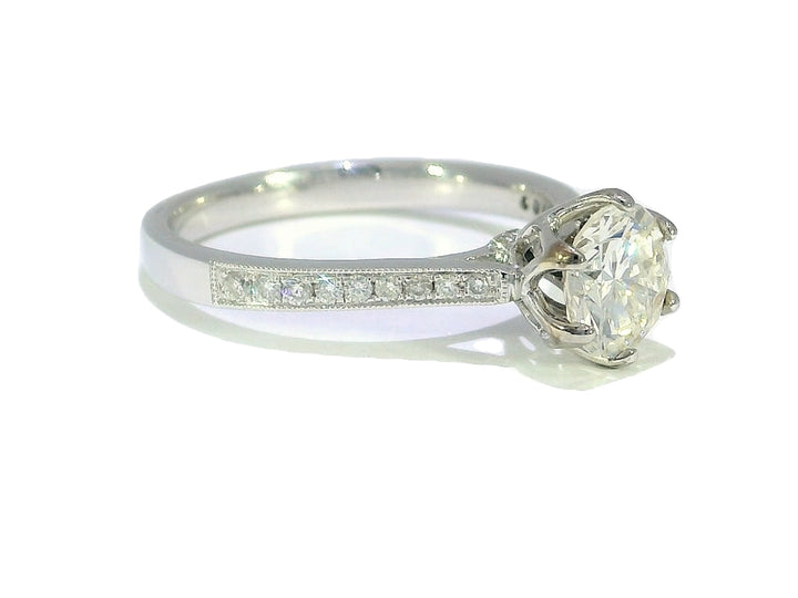 1.35 CTW Round Brilliant Diamond Engagement Ring in 18KT White Gold