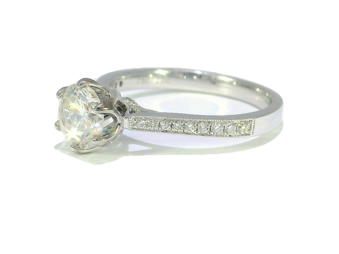1.35 CTW Round Brilliant Diamond Engagement Ring in 18KT White Gold