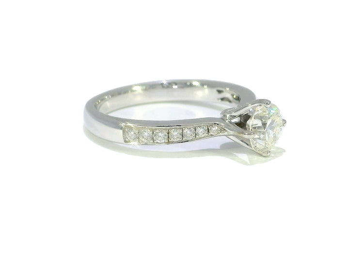 0.98 CTW EGL Certified Round Brilliant Diamond Engagement Ring in 18KT White Gold