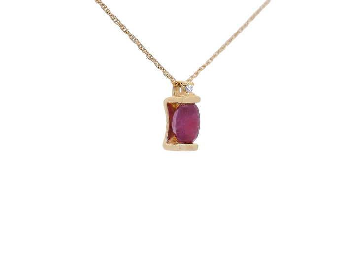 Ruby & Diamond Pendant Necklace in 10KT Yellow Gold