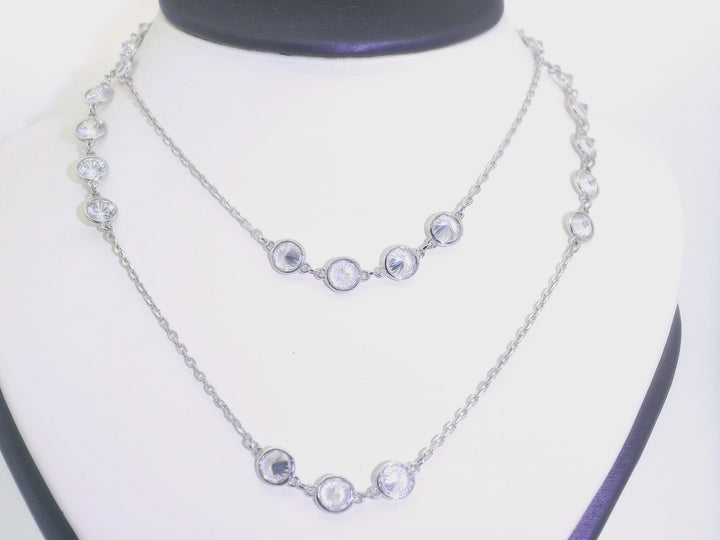 24" Cubic Zirconia Wrap Necklace in Sterling Silver