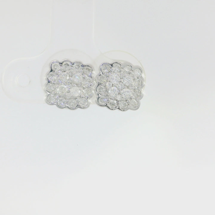 0.78 CTW Diamond Cluster Stud Earrings in 14KT White Gold