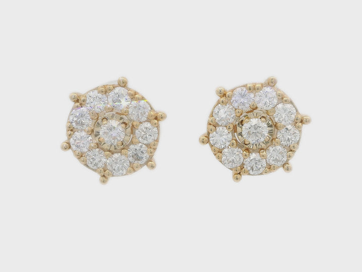 0.55 CTW Natural Diamond Flower Earrings in 14KT Yellow Gold