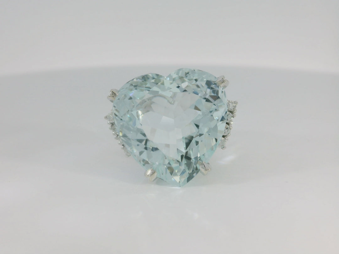 25.54 CTW GIA Certified AAA Grade Heart Shape Aquamarine & Diamond Ring in Platinum