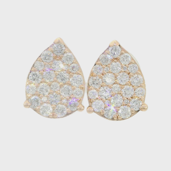 2.00 CTW Natural Diamond Cluster Teardrop Earrings in  14KT Rose Gold