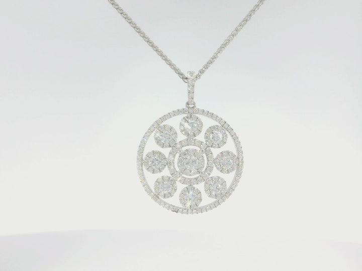 1.24 CTW Natural Diamond Radiant Necklace in 18KT White Gold