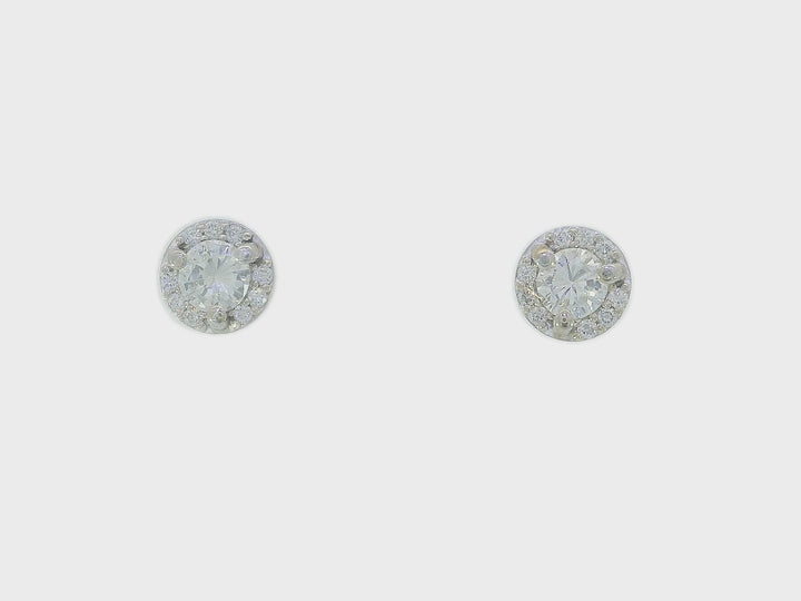 0.38 CTW Diamond Halo Earrings in 14KT White Gold