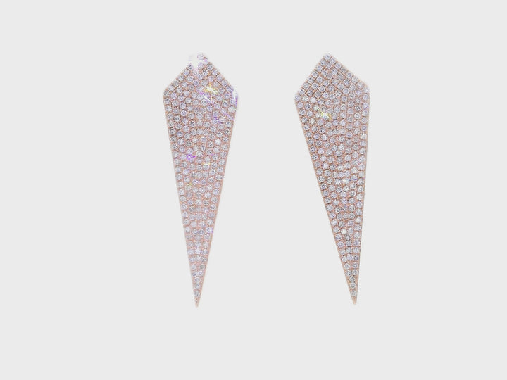 0.95 CTW Natural Diamond Studded Shield Earrings in 14KT Rose Gold