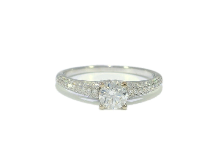 0.80 CTW EGL Certified Round Brilliant Cut Diamond Engagement Ring in 18KT White Gold