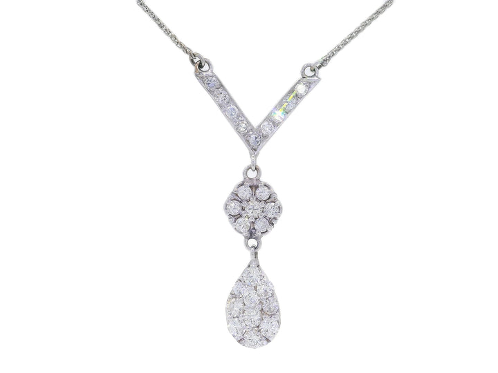 1.95 CTW Natural Diamond V-Shaped Dangling Necklace in 14KT White Gold Necklaces Jewelry Depot, Inc..